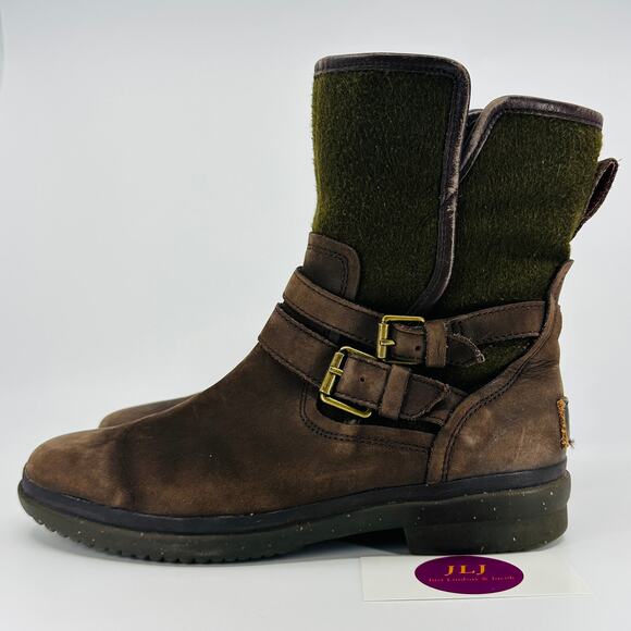 UGG Women's Simmens Brown Waterproof Leather Wool Lined Boots 1005269 Size 9 - Picture 5 of 13